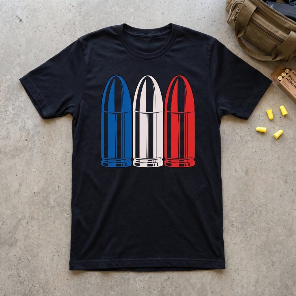 9mm Parabellum in Blue, White and Red, France Tee