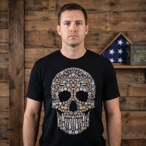 Skull Built From Cartridges and Brass Casings Tee