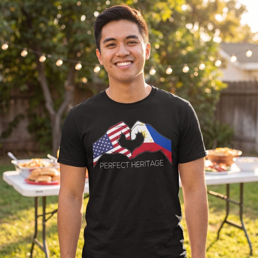 Filipino American Perfect Heritage Heart Hands Tee