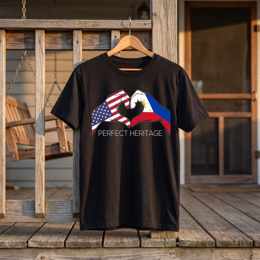 Filipino American Perfect Heritage Heart Hands Tee