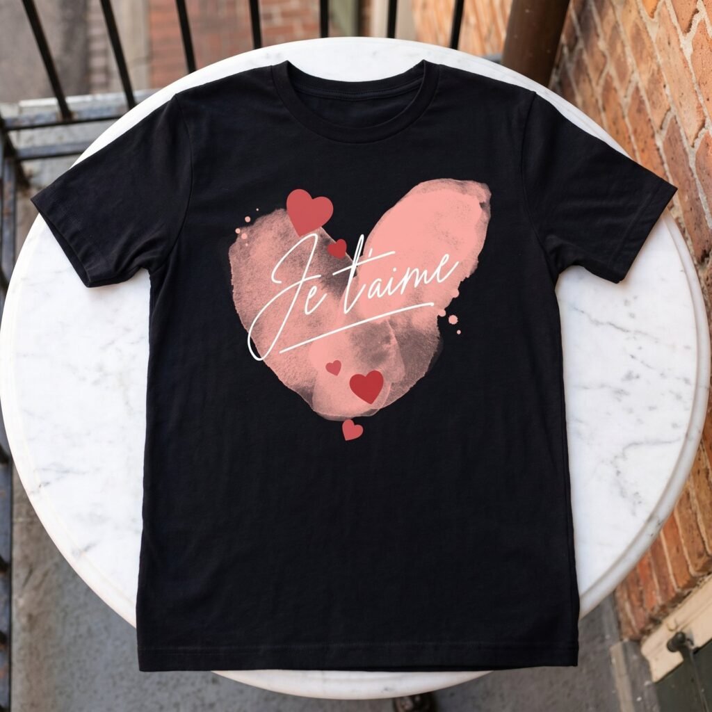 Je T’aime, Elegant French I Love You Script Tee