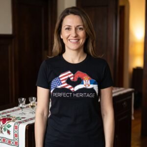 Serbian American Perfect Heritage Heart Tee