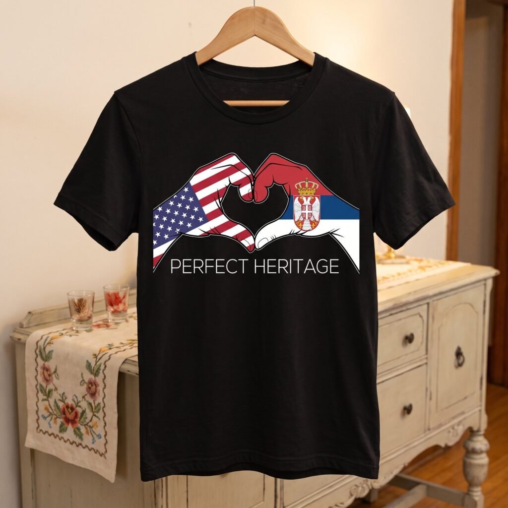 Serbian American Perfect Heritage Heart Tee