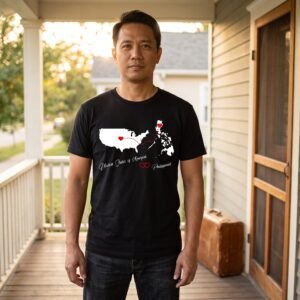 United States and Philippines Two Hearts Map Tee